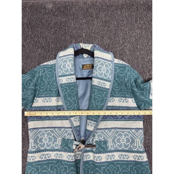 VTG Eddie Bauer Wool Barn Jacket Blanket Coat Womens Blue Navajo Tribal Aztec PS - Picture 5 of 6